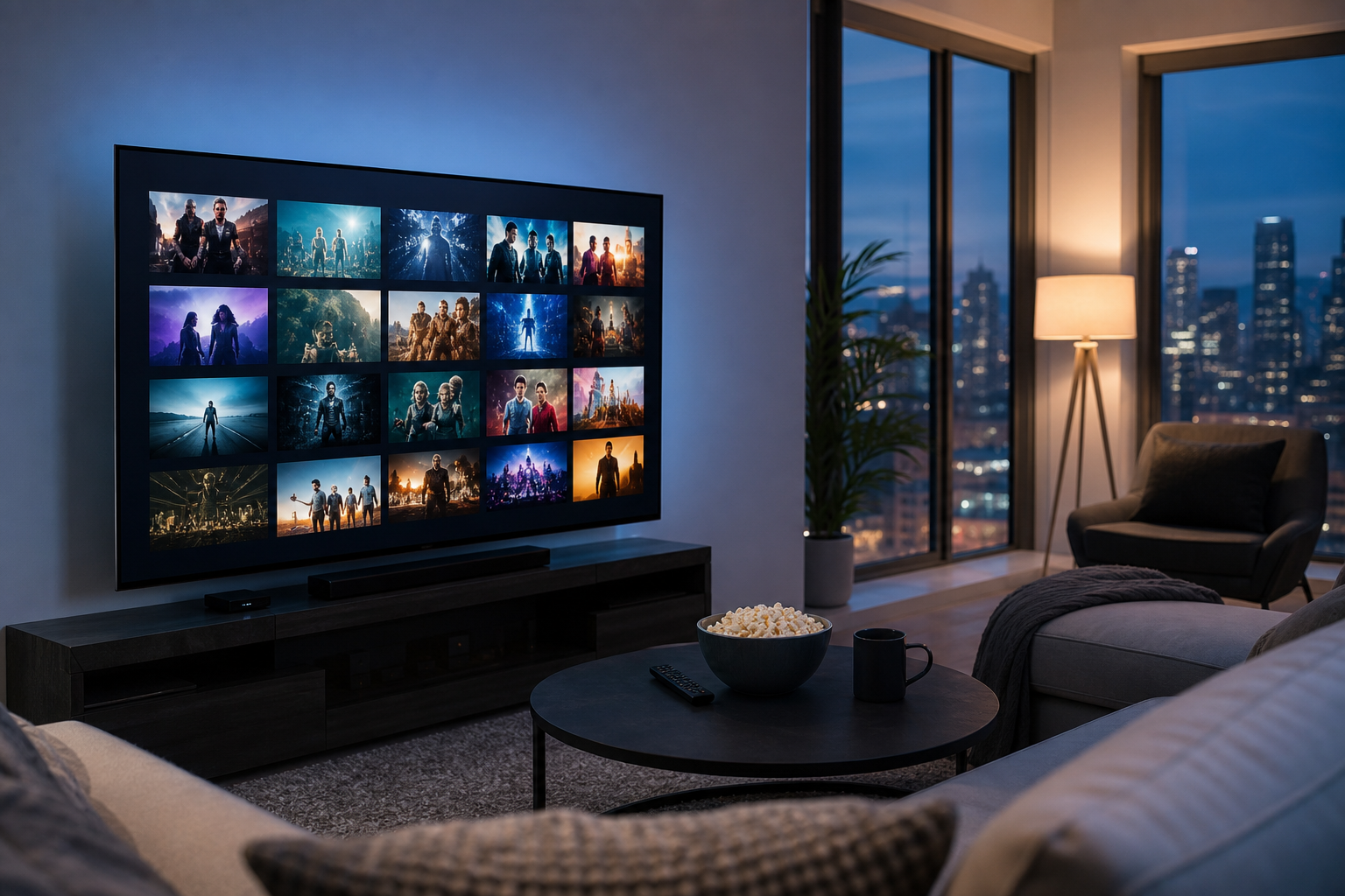 Premium IPTV entertainment library displayed on a smart TV